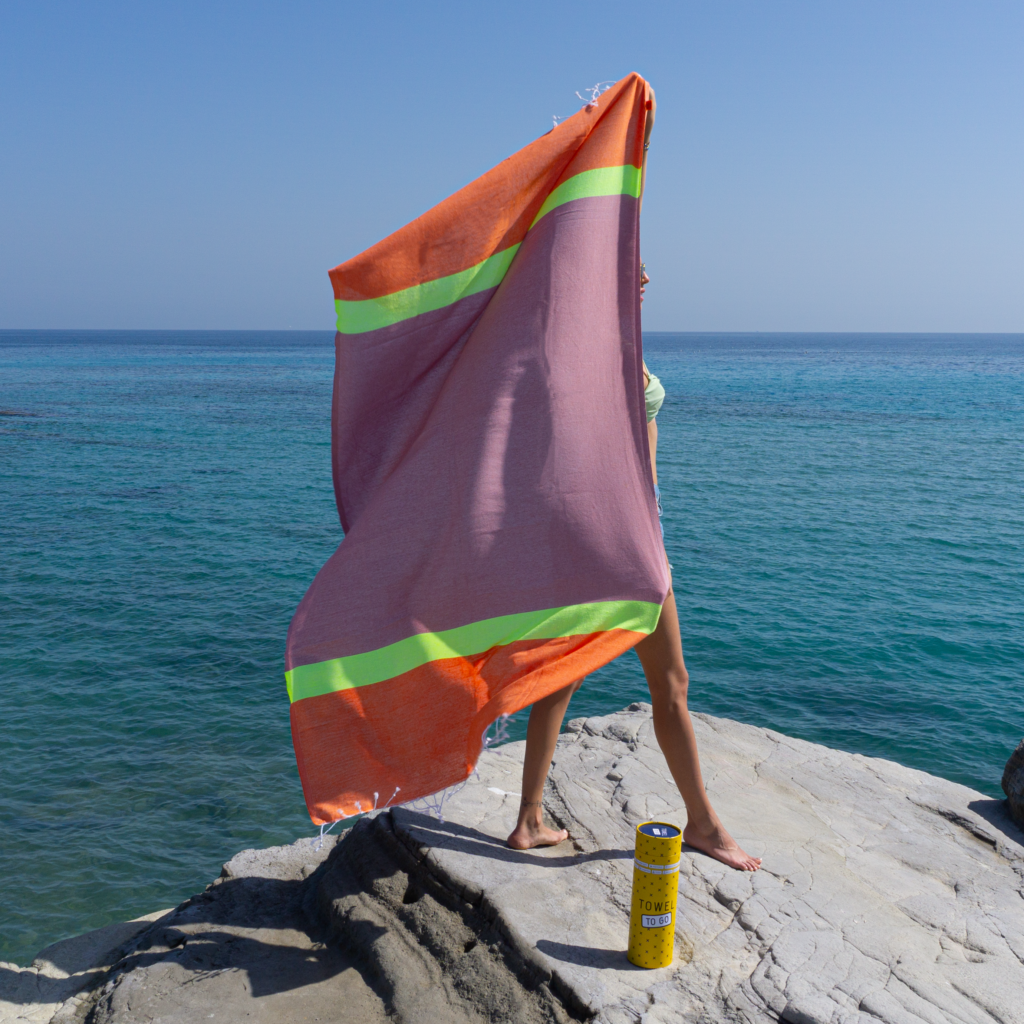 Towel to Go Neon Beach Towel Orange Pink